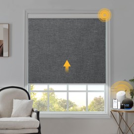 MUSCLEAREA Motorized Blinds with Remote Smart Blinds for Window Blackout Roller Shades Cordless Automatic Shades Electric Blinds Compatible with Alexa & Google Assistant, Gray, 32" W x 72" H