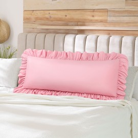 PiccoCasa Hugging Pillow Case Ruffle Pillow Cover Cute Envelope Microfiber Long Life Size Large Pillow Cover Solid Breathable Long Pillowcase 1pc Pink 50x140cm