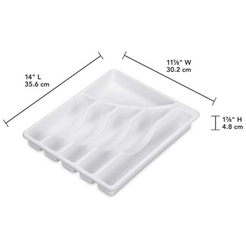 STERILITE Cutlery Tray, 11-3/4 in W, 1-7/8 in D, Plastic,