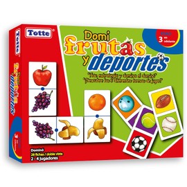 Totte Dominó Infantil para Niños 3+ Años | Juego de Mesa Educativo de Frutas y Deportes | 3 Formas de Jugar | 28 Fichas Grandes y Resistentes