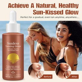 Sunless Tanning Drops to Drink, Self Tanning Drops – Bronze Tanning for Face and Body, Gradual Natural Sun-Kissed Glow, Fortifies Skin Wellness & Moisturizes Skin Appearance (1 Pack)