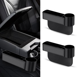 Kutyun 2PCS Car Seat Gap Filler Organizer, Car Seat Organizer, Multifunctional Auto Console Side Extra Storage Boxes with Cup Holder, Universal Car Seat Storage for Storing Water Cups, Phones