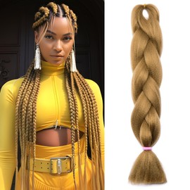Benehair Braids Extensions, Jumbo Synthetic Hair for Braiding, Box Braids, Hair Extension Braid Hair for Braiding, Blonde Hair Braids Extension for Women, Girls, Blonde, 60 cm
