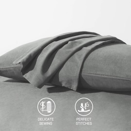 HAPPYMOON Pillowcases with Zipper Queen Size - Zippered Microfiber Pillow Cases for Hair and Skin 2 Pack, Soft Breathable Brushed Pillow Covers Set of 2, 20 X 30 Inches, Light Grey