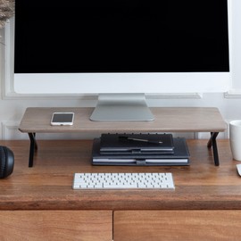 Anji Mountain Monitor Stand - Desktop Organizer & Laptop Riser, Ergonomic Monitor Riser, Space-Saving Monitor Stand for Desk, Durable Construction, Easy Assembly, Ideal for Home & Office,Biscotti