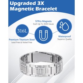 Jeracol Magnetic Bracelets Men,3X Ultra Strength Magnets with Unique Folding Clasp,Titanium Steel Magnetic Wristband for Anniversary,Adjustable Size&Gift Box