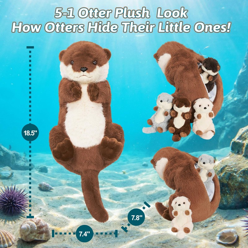OUOZZZ 18.5" Otter Stuffed Animal 5-in-1 Otter Plush Toy for