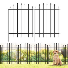 FOREHOGAR Metal Garden Fence 32 in H x 12 ft L, 6 Panels + 7 Stakes Border Dog Fence Panels Animal Barrier, No Dig Garden Fencing for Yard Patio Flower Bed Lawn Outdoor, Arch Black