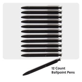 U Brands U Brands Midnight Monterey Ballpoint Pens, Set of 12, Black Soft Touch, Painted Black Details, Bold (1.0 mm) Point, Black Ink