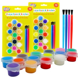 Creator Zone 2pk Poster Paints & Brushes - Poster Paint Sets for Kids, Arts & Crafts, Kids Paint for Party Bags & School Prizes, Painting Kit for Gifting, Scrapbooking, Crafting Set for Teens & Adults