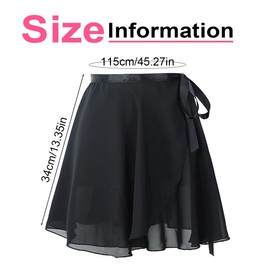 XPEX Ballet Clothing Women's Dance Skirt Ballet Skirt Ballet Skirt Wrap Skirt Dance Skirt Made of Chiffon with Waist Tie for Girls and Women Gymnastique Dresses Dance Skirt Women (L), black