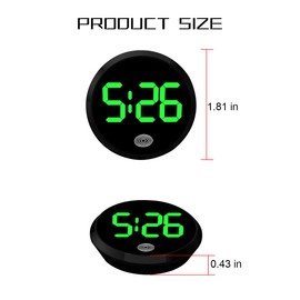 Zpana Digital Dashboard Car Clock, Stick On Vehicle Digital Clock with LED Time Display, Touch Activated Round Luminous Automotive Interior Watch Decorative Accessories, Universal Fit (Black/Green)