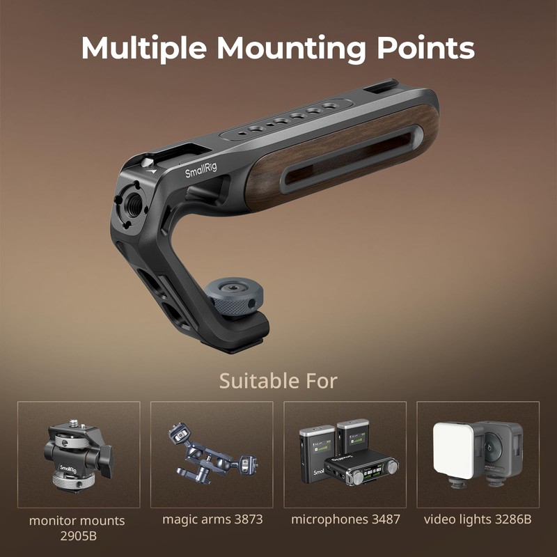 SmallRig Wooden Top Handle with NATO Clamp & NATO Rail,