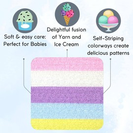 Lion Brand Ice Cream Cotton Candy 923-201 (6-Skeins - Same Dye Lot) Baby Sport #2 Acrylic Yarn for Crocheting and Knitting with Project Bag