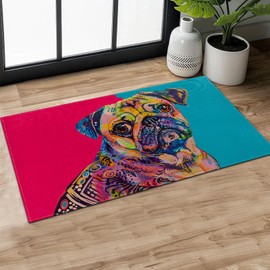 MIEPOS Colorful Pug Indoor Door Mat,Cute Dog Puppy Doormat, 29.5x17in Non-Slip Rubber Backing Floor Mat,Entry Rug,for Living Room,Rv,Kitchen,Entryway Doorways Mats Decor,Doormats Gifts