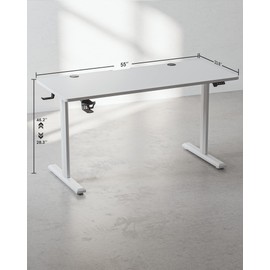 BANTI 55"x24" Standing Desk, Electric Stand up Height Adjustable Home Office Table, Sit Stand Desk with Splice Board, White Frame & White Top