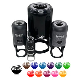 Bowl of Salad with Lettuce Tomato and Onion Self-Inking Rubber Stamp Ink Stamper for Stamping Crafting Planners - 1 Inch Medium - Red Ink