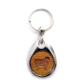 Jorvik Wood Sheep Design Wooden Keyring with Gift Box.