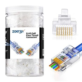 ZOERAX - Paquete de 200 conectores RJ45 Cat6 de paso a través de conectores modulares RJ45 para cable UTP sólido o trenzado