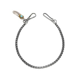 Goods Land GD-HANECHAIN 2 Color Wallet Chain, Stylish, Cool, Antique, Metal, Feather Wallet,, Silver