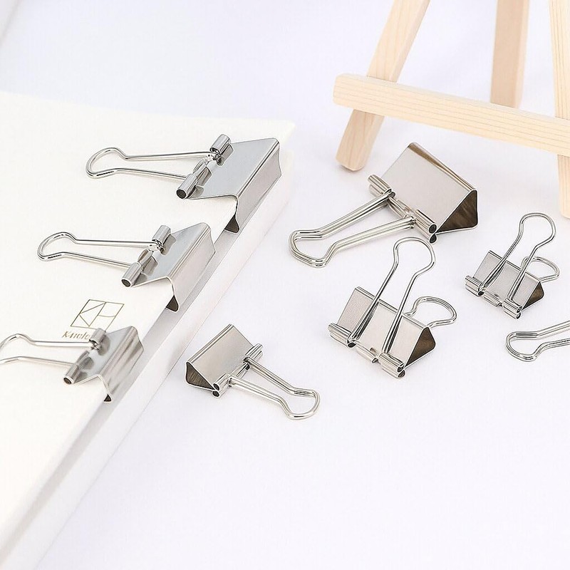 Double Clips Silver Small 19 mm 50-Piece Set Paper Paper