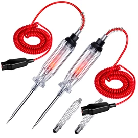Probador de circuito automotriz resistente, luz de prueba de 6 – 24 V con cables de prueba de resorte extendidos y sonda de perforación afilada, probador de continuidad de voltaje con luz indicadora de repuesto para coche/vehículos, 2 unidades