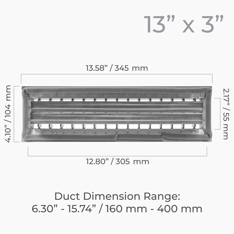 HVAC OV 13" x 3" Aluminum Supply/Exhaust Grille for a