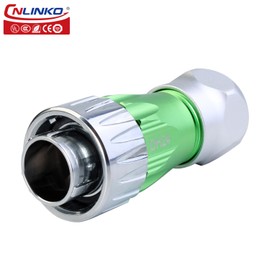 CNLINKO DH-24 Fiber Optic Connector, LC Single Mode Dual Core, Metal Aviation Plug and Panel Mount Socket, IP68 Waterproof Connector for Internet Devices, M24 Signal Connector (Fiber Optic Set)