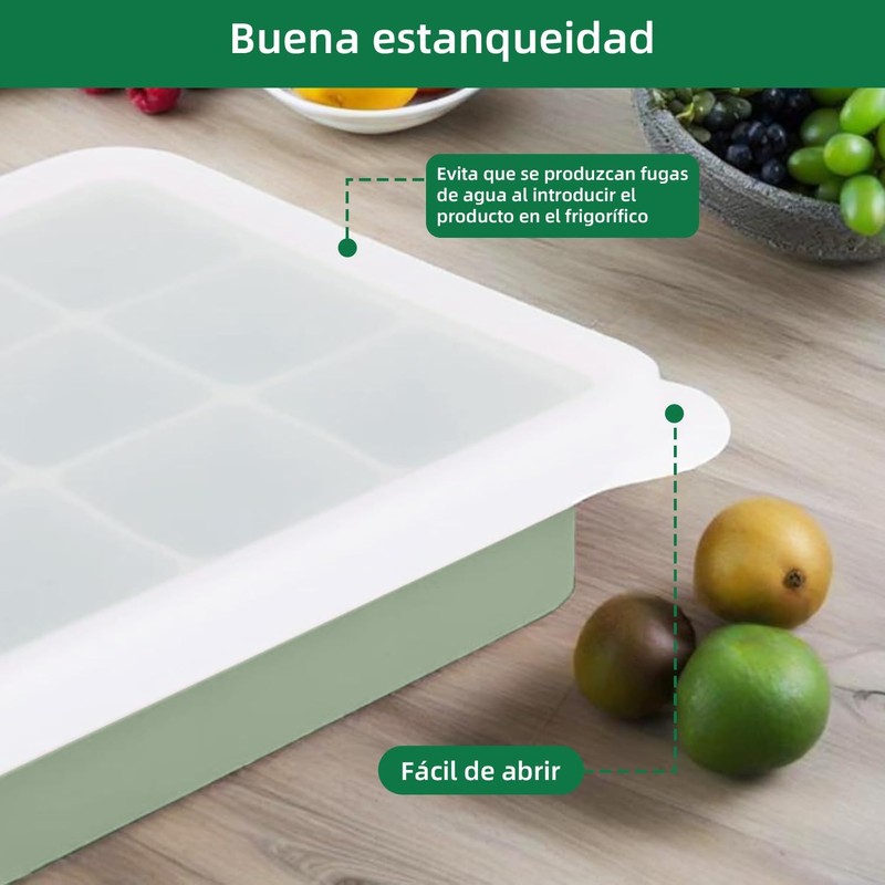3 PCS Moldes para Cubitos de Hielo con Tapa,Molde de