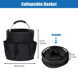 Cleaning Organiser Basket, Oxford Cloth Gardening Tools Organizer with Handle, Collapsible Lightweight Cleaning Caddy Organizer for Home, Craft (Black)