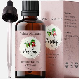 White Naturals- Aceite de semilla de rosa mosqueta orgánico, prensado en frío, sin refinar, 100% puro, humectante natural