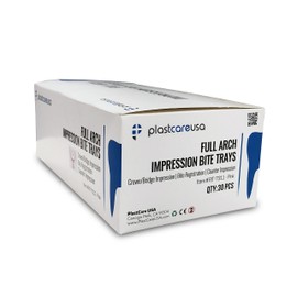 30 Full Arch Pink Disposable Dental Bite Registration Trays, Dental Tools for Impressions, Mouth Trays for Teeth Molds, 1 Box of 30 Bite Trays