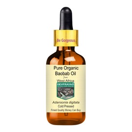 Devprayag Pure Organic Baobab Oil (Adansonia digitata) with Glass Dropper Natural Therapeutic Grade Cold Pressed 100ml (3.38 oz)