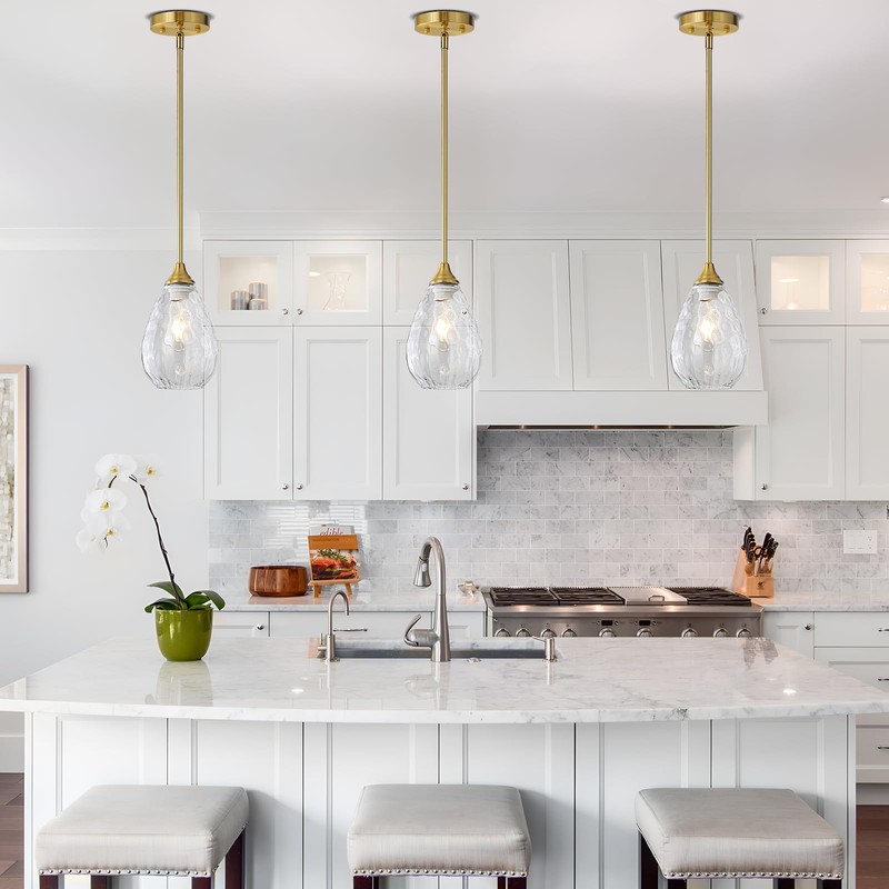 SADUENFR Brushed Gold Pendant Lights Kitchen Island 2 Pack, Modern