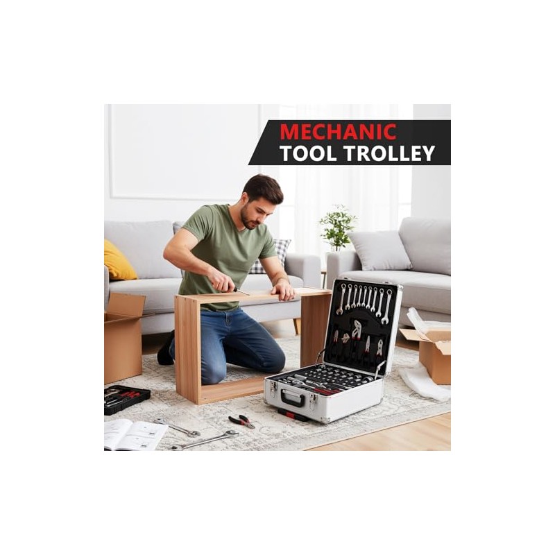 TLGREEN 799pcs Mechanic Tool Set with Aluminum Trolley Case,Home Repair