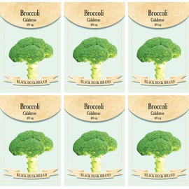 Set of 6 Vegetable Seed Packs - Create a Deluxe Garden - All Seeds are Heirloom - 100% Non-GMO (Broccoli Calabrese)