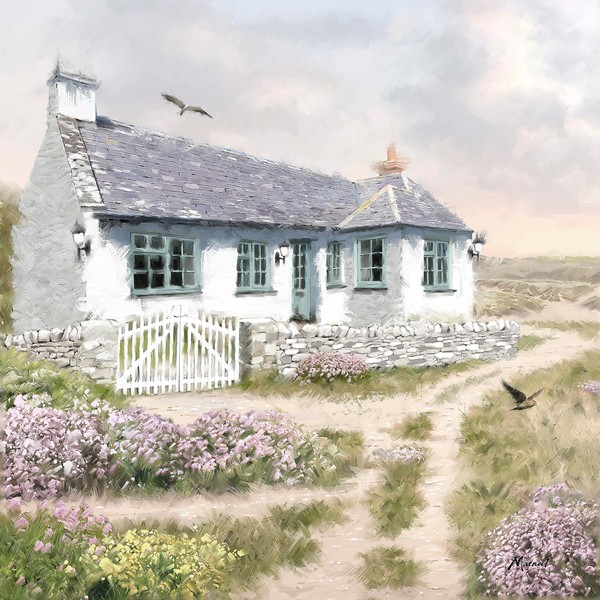 Artko Coastal Cottage Canvas Print Wall Art - Beach Themed