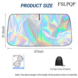 Windshield Sun Shade with Storage Pouch Keep Interior Cool, Foldable Laser Titanium Silver Front Window Shield Blocker Screen Visor Protector Cover Universal Fit for Car Truck SUVs (L)