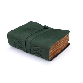 Fausta Vintage Leather Bound Journal for Writing, 240 Pages 8 x 6 inches, Deckle Edge Cotton Paper Notebook for Men and Women 150 GSM Handmade Antique Drawing/Sketchbook, Hunter Green