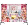 Pink Christmas Fireplace Backdrop Pink Xmas Tree Photography Background Winter