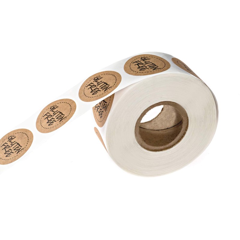 Gluten Free Kraft Stickers / 500 Brown Kraft Circle Labels