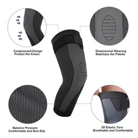 Générique Kompressionsmanschette – Linderung von Schmerzen und Verletzungen am Knie – Arthrose, rissige Meniskus, Kreuzband, Wischtuch – Multisport M, Schwarz , Medium