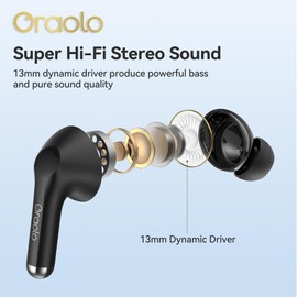 Bluetooth Headphones, Bluetooth 5.4 Headphones for iOS & Android, 40 Hours Playback, Stereo Hi-Fi, Wireless Headphones In-Ear Driver 12mm, LED Display Touch Control, IPX6 Waterproof Wireless