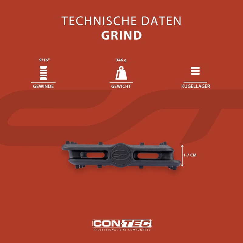 CONTEC Bicycle Pedals Grind 9/16" Thread Platform Pedals Nylon Heavy
