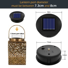 Solar Replacement Lid 8 cm for Solar Light Outdoor Lanterns, 1.2 V 600 mAh, IP44 Replacement Modules for Solar Lamps, Warm White Light, LED Solar Panels Replacement for Garden Lantern, Patio Lighting,