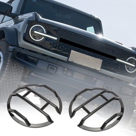 Taesayl Front Headlight Guard Protector Cover for Bronco 2021 2022 2023 Accessories 2 Pcs Headlamp Trim Cap