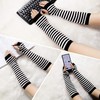 Black White Stripes Knitted Long Gloves Winter Over Elbow Mittens