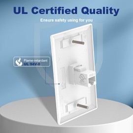 VCE UL-Listed Ethernet Wall Plate, 1-Port CAT6 Wall Plate and Jack, RJ45 Keystone Wall Outlet with Single Gang Low Voltage Mounting Bracket, White 2-Pack