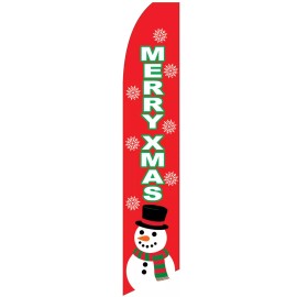 Neoplex Merry Xmas Flag Flutter Feather Banner Swooper Snowman Holiday Bundle Kit