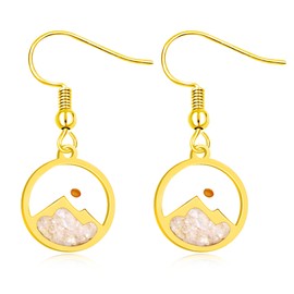 Vivaday Gold-Plated White Mountain Pattern Mustard Seed Earring | Beach-Themed Pendant Jewelry | Religious Symbol Scripture Earrings | Matthew 17:20 Christian Inspirational Gifts YA4997